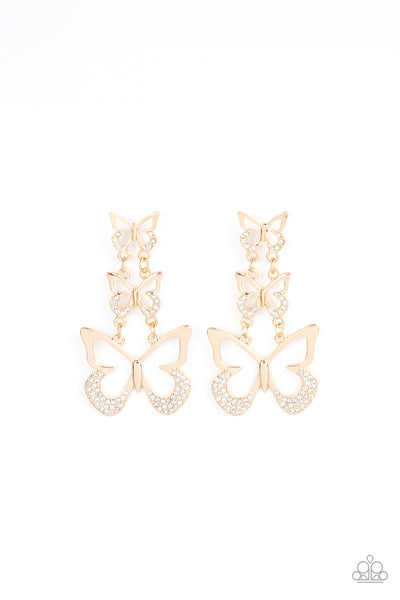 Paparazzi Earring - Flamboyant Flutter - Gold