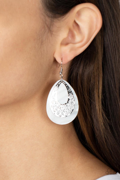 Paparazzi Earring - Bountiful Beaches - White