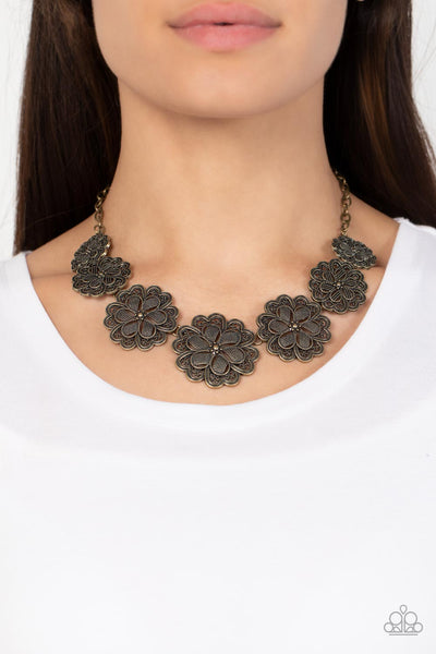 Paparazzi Necklace - Basketful of Blossoms - Brass