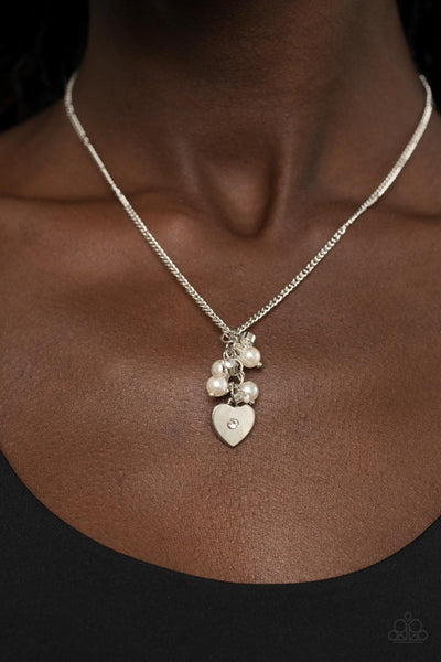 Paparazzi Necklace - Pop It and LOCKET - White