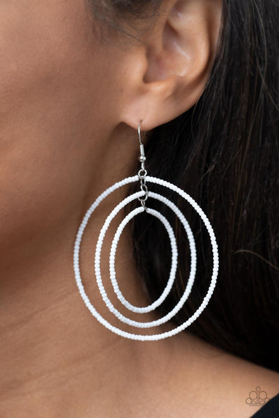 Paparazzi Earring - Colorfully Circulating - White