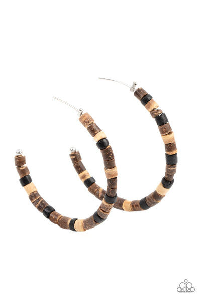 Paparazzi Earring - Effortlessly Earthy - Brown Hoops