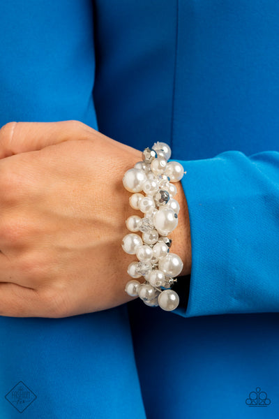 Paparazzi Bracelet - Elegantly Exaggerated - White