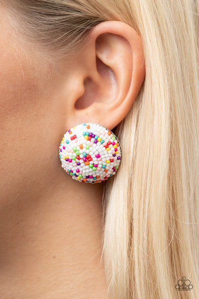 Paparazzi Earring - Kaleidoscope Sky - White