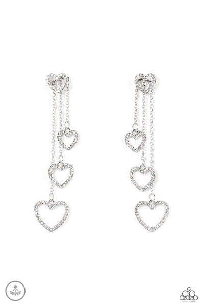 Paparazzi Earring - Falling In Love - White Jackets