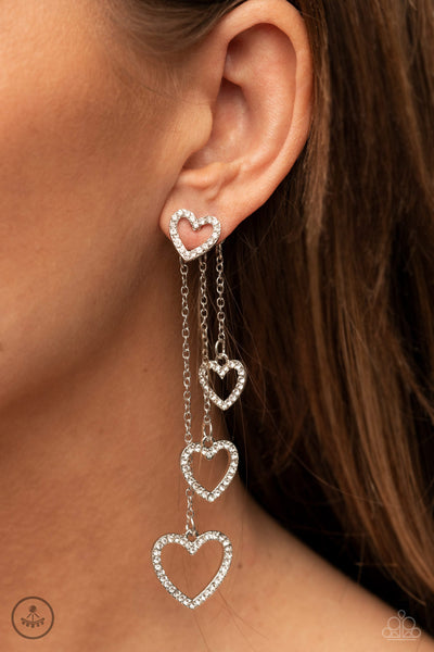 Paparazzi Earring - Falling In Love - White Jackets