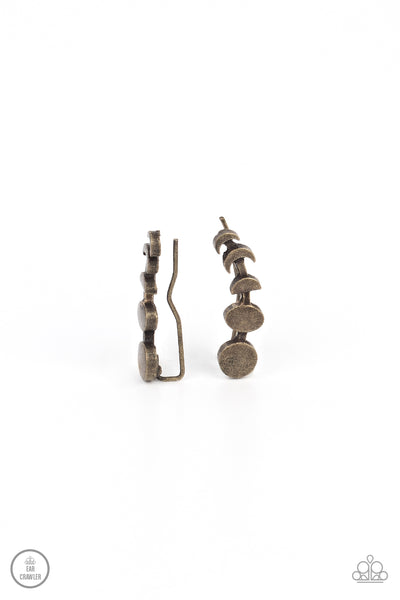 Paparazzi Earring - Its Just a Phase - Brass Crawler