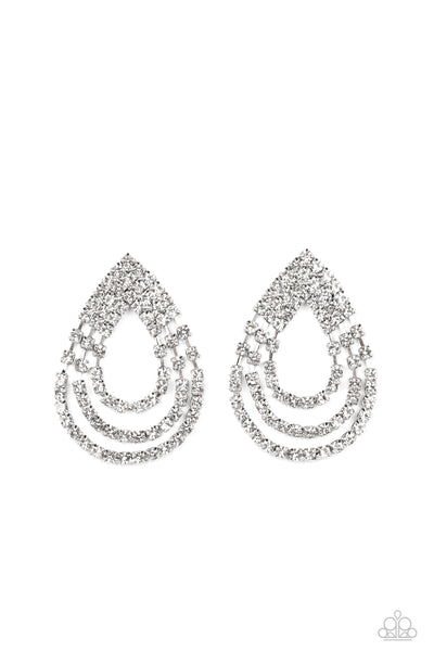 Paparazzi Earring - Take a POWER Stance - White