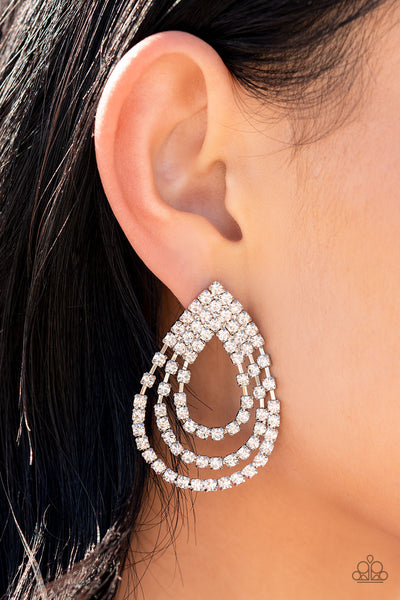 Paparazzi Earring - Take a POWER Stance - White