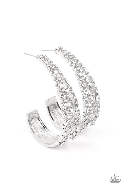 Paparazzi Earrings - Cold as Ice - White