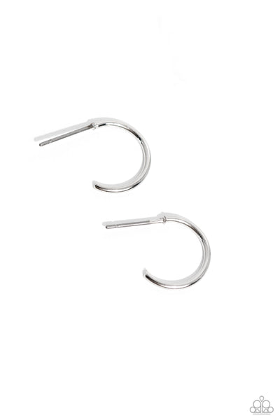 Paparazzi Earring - Ultra Upmarket - Silver Hoops