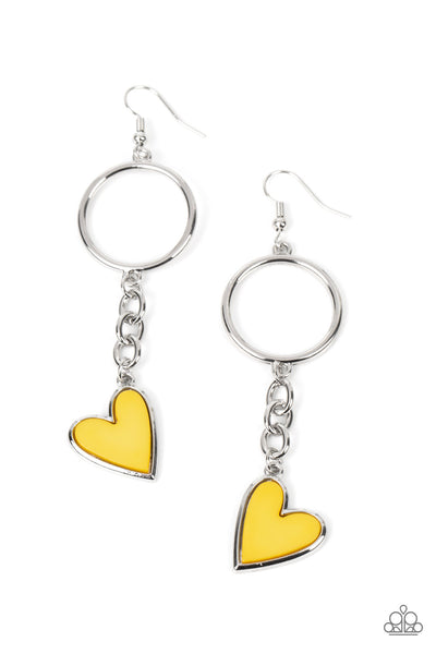 Paparazzi Earring - Don’t Miss a HEARTBEAT - Yellow