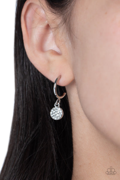 Paparazzi Earring - Bodacious Ballroom - White Mini Hoops