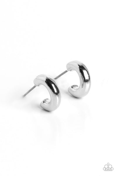 Paparazzi Earring - Catwalk Curls - Silver Hoops