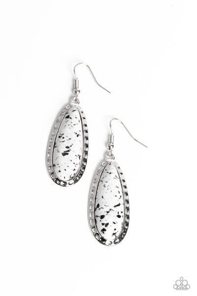 Paparazzi Earring - TEARDROP-Dead Dynasty - White
