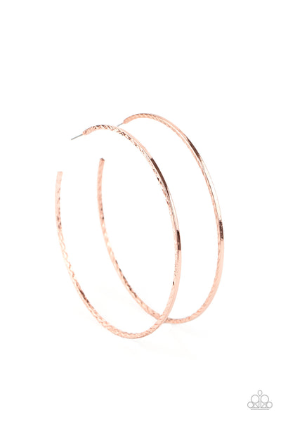 Paparazzi Earring - Diamondback Diva - Copper Hoop