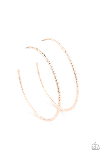 Paparazzi Earring - Inclined To Entwine - Rose Gold Hoop
