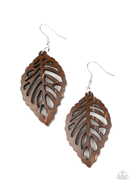 Paparazzi Earring - Leaf 'Em Hanging - Brown