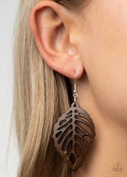 Paparazzi Earring - Leaf 'Em Hanging - Brown