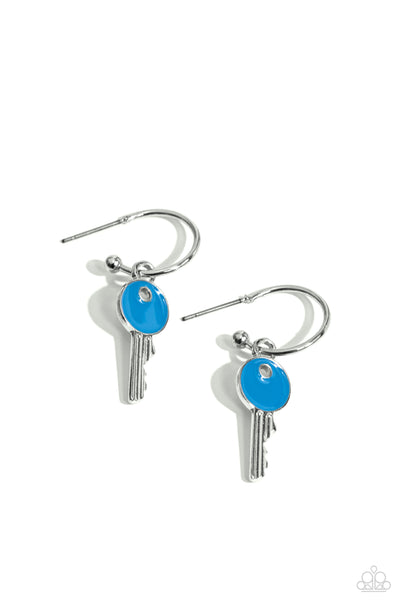Paparazzi Earring - Key Performance - Blue Hoops