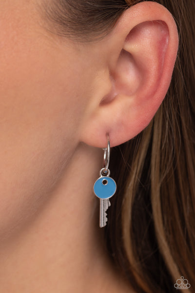Paparazzi Earring - Key Performance - Blue Hoops