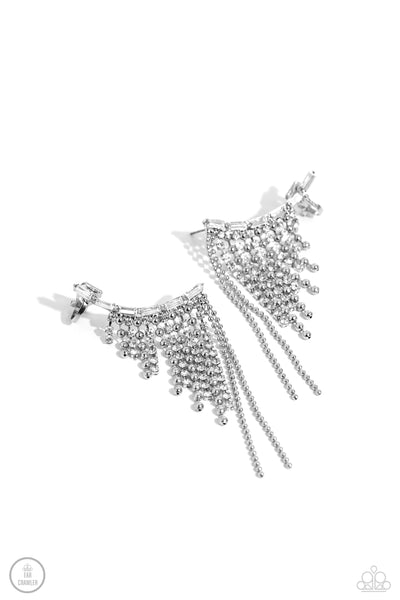 Paparazzi Earring - Tapered Tease - White Crawler