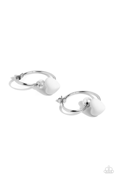 Paparazzi Earring- Romantic Representative - White Hoops