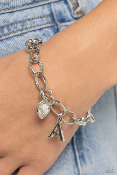 Paparazzi Bracelet - Guess Now Its INITIAL - White - A