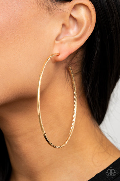 Paparazzi Earring - Diamondback Diva - Gold Hoop