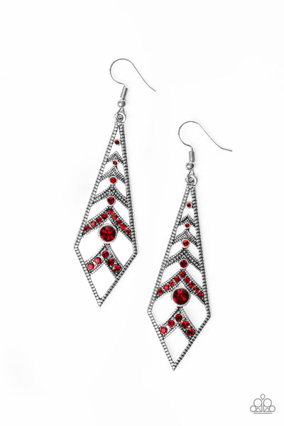 Paparazzi Earring - Flared Flair- Red