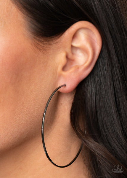 Paparazzi Earring - Very Curvaceous - Black Hoop