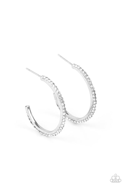Paparazzi Earring - Don't Think Twice - White Hoop