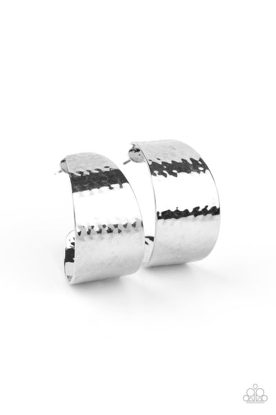 Paparazzi Earring - Flatten The Curve - Silver Hoop