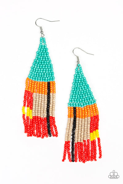 Paparazzi Earring - Beaded Boho - Blue