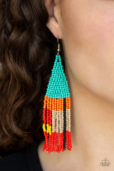 Paparazzi Earring - Beaded Boho - Blue