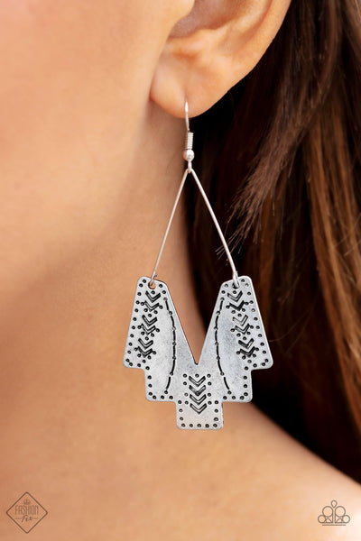 Paparazzi Earring - Arizona Adobe - Silver