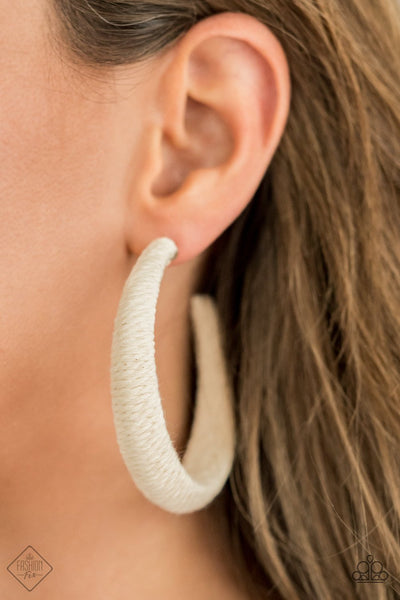 Paparazzi Earring - TWINE and Dine - White Hoop