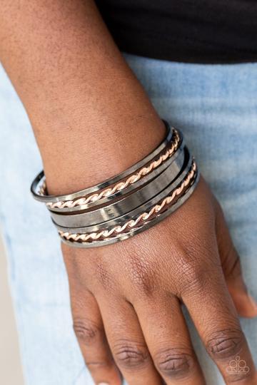 Paparazzi Bracelet - Am I Bright - Black & Rose Gold