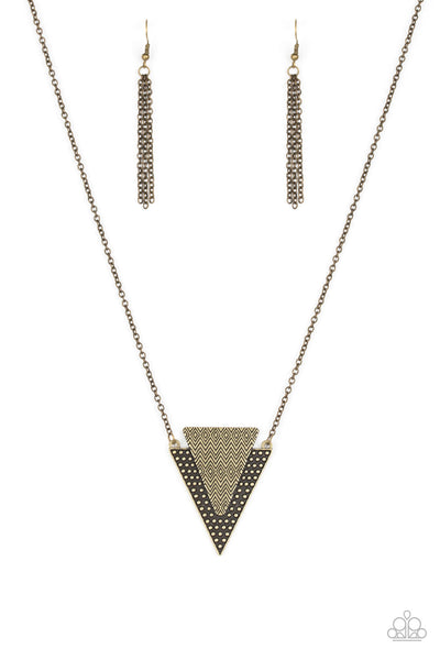 Paparazzi Necklace - Ancient Arrow - Brass
