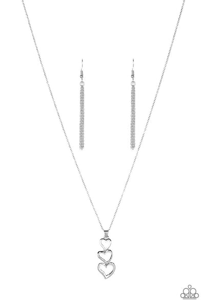 Paparazzi Necklace - Hearts Aflutter - Silver
