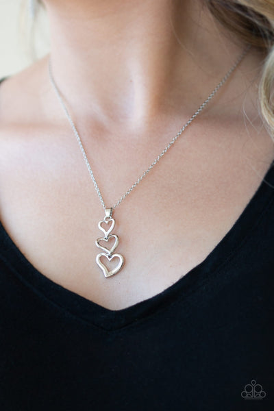 Paparazzi Necklace - Hearts Aflutter - Silver