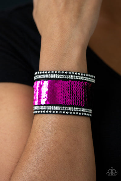 Paparazzi Bracelet - Mermaids Have More Fun - Pink & Silver Urban Wrap