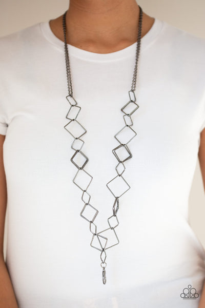 Paparazzi Lanyard - Back Into A Corner - Black