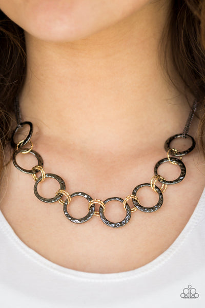 Paparazzi Necklace - Big Bad Boss - Multi Black Gold