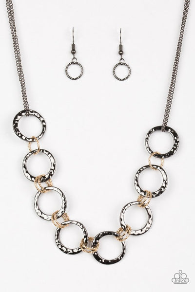 Paparazzi Necklace - Big Bad Boss - Multi Black Gold
