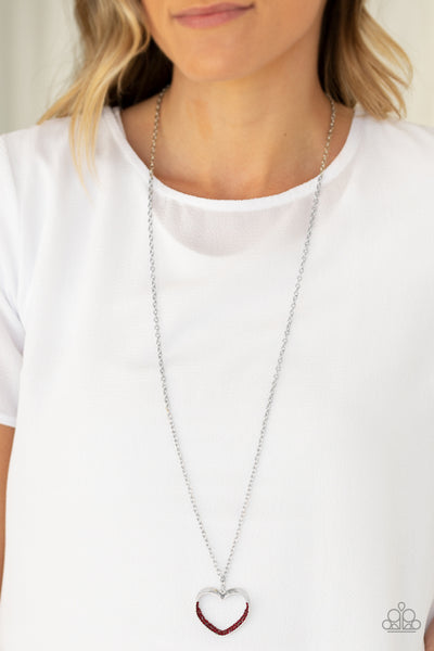 Paparazzi Necklace - Bighearted - Red
