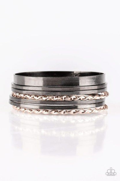 Paparazzi Bracelet - Am I Bright - Black & Rose Gold