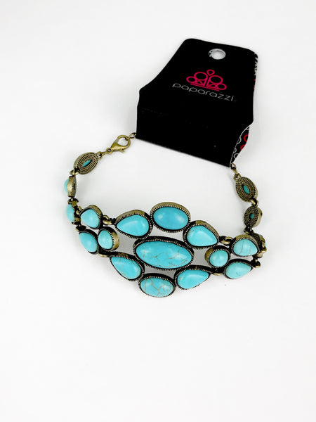 Paparazzi Bracelet - Blooming Prairies - Blue Brass