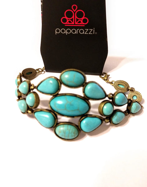 Paparazzi Bracelet - Blooming Prairies - Blue Brass