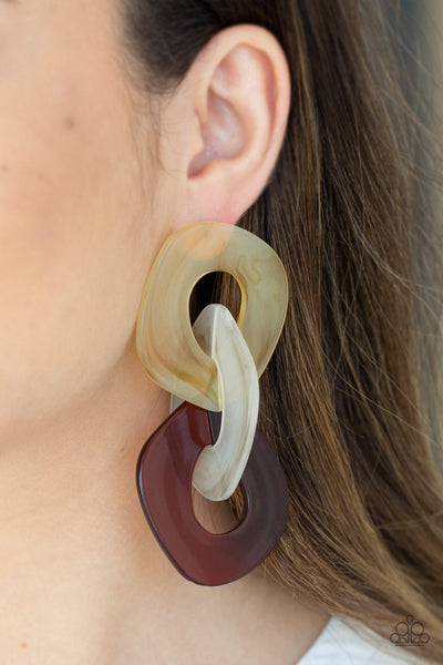 Paparazzi Earring - Boardroom Babe - Multi Brown